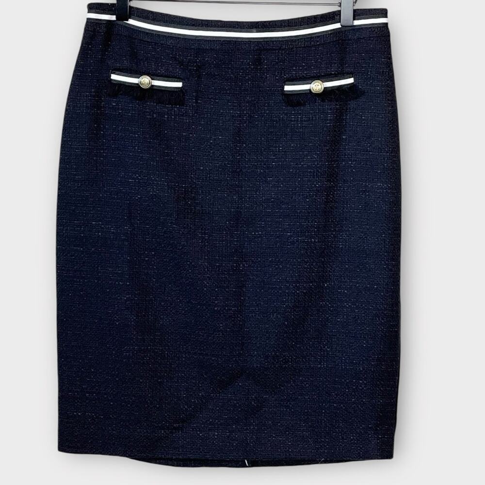 NWT TALBOTS black & white tweed straight pencil skirt old money size 10P preppy
